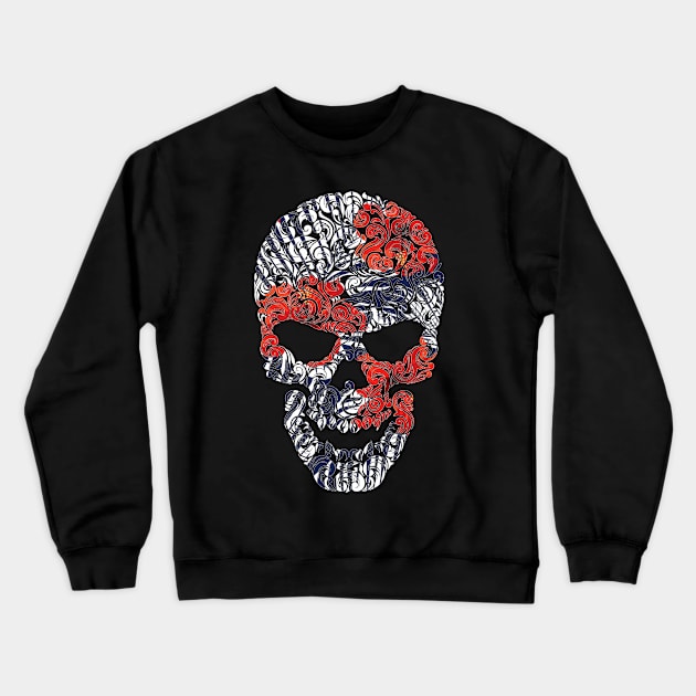 Tropical Floral Skull Blue Crewneck Sweatshirt by dukito